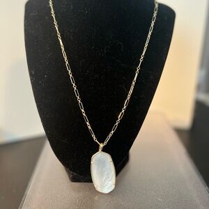 Kendra Scott Gold tone Chain Necklace with White Mother-of-Pearl Pendant Reid 30